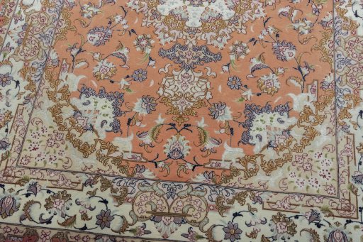 Close-up detail of New Tabriz 50/60/70 Raj rug from Iran / Persia showing Cork weave
