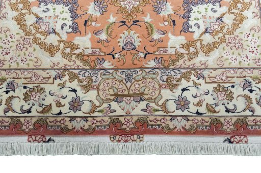 Full view of New Tabriz 50/60/70 Raj rug from Iran / Persia, 205 × 150 cm in Red tones