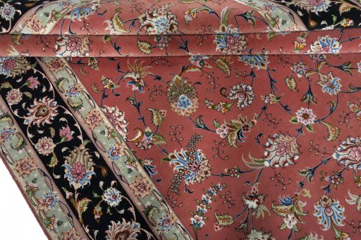 Close-up detail of New Tabriz 50/60/70 Raj rug from Iran / Persia showing Cork weave