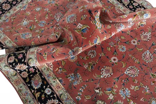 Surface texture of New Tabriz 50/60/70 Raj rug with natural Cork and intricate pattern