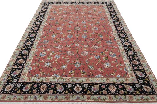 Surface texture of New Tabriz 50/60/70 Raj rug with natural Cork and intricate pattern