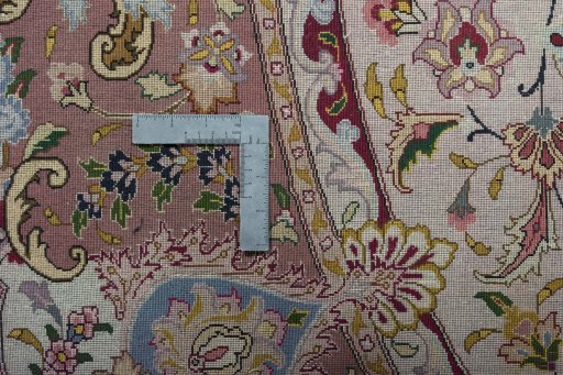 Surface texture of New Tabriz 50/60/70 Raj rug with natural Cork and intricate pattern
