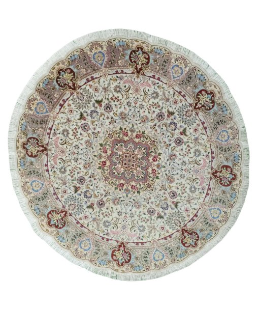 Full view of New Tabriz 50/60/70 Raj rug from Iran / Persia, 253 × 243 cm in Beige tones