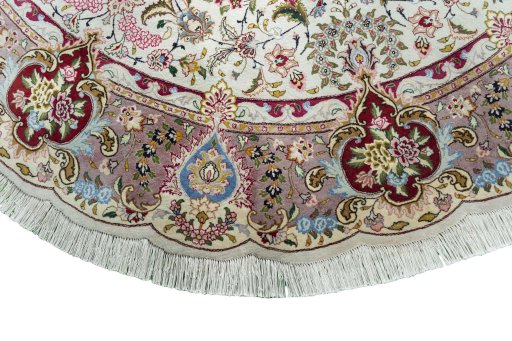 Full view of New Tabriz 50/60/70 Raj rug from Iran / Persia, 253 × 243 cm in Beige tones