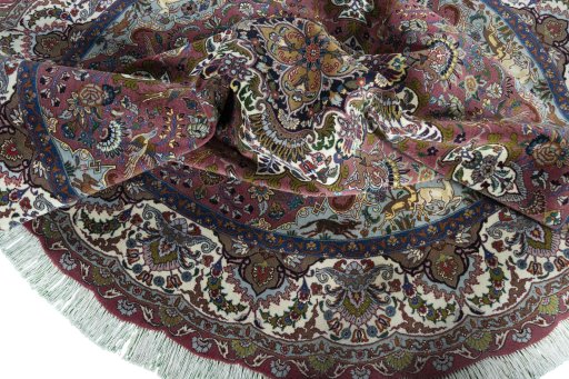 Corner detail of New Tabriz 50/60/70 Raj rug showing border pattern and Cork pile
