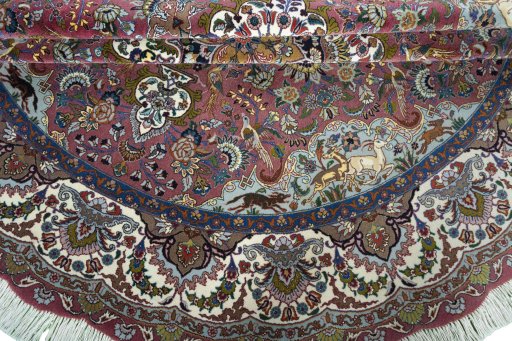 Full view of New Tabriz 50/60/70 Raj rug from Iran / Persia, 203 × 198 cm in Red tones