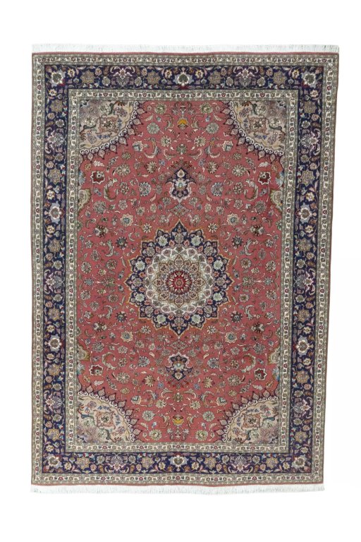 Full view of New Tabriz 50/60/70 Raj rug from Iran / Persia, 300 × 208 cm in Red tones