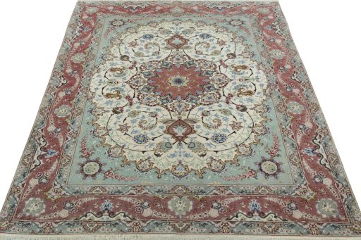 Surface texture of New Tabriz 50/60/70 Raj rug with natural Cork and intricate pattern