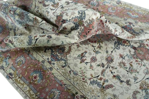 Surface texture of New Tabriz 50/60/70 Raj rug with natural Cork and intricate pattern