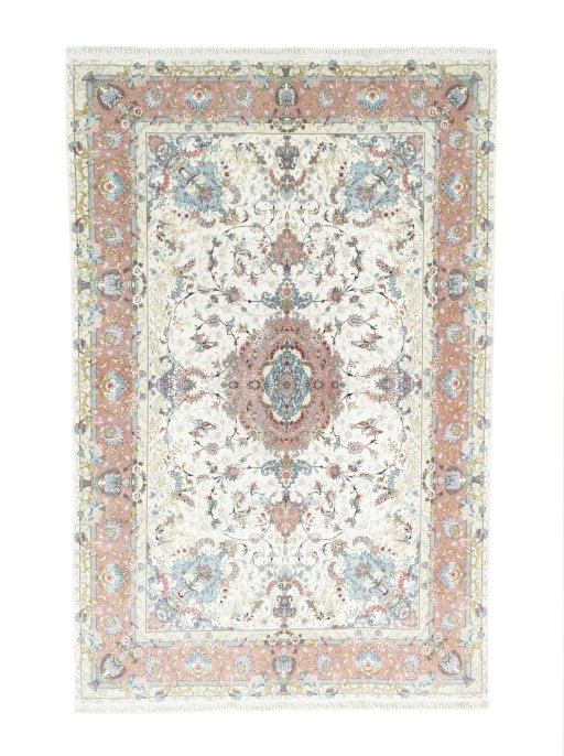 Full view of New Tabriz 50/60/70 Raj rug from Iran / Persia, 303 × 200 cm in Beige tones