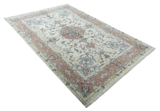 Close-up detail of New Tabriz 50/60/70 Raj rug from Iran / Persia showing Cork weave