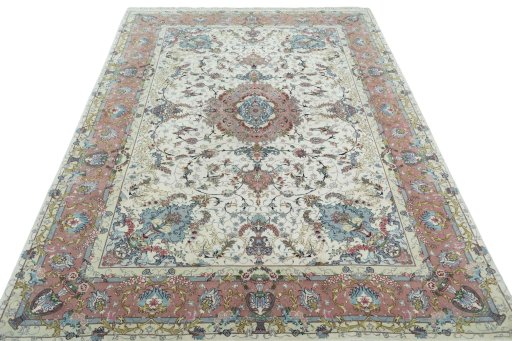 Surface texture of New Tabriz 50/60/70 Raj rug with natural Cork and intricate pattern