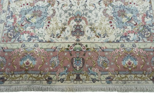 Full view of New Tabriz 50/60/70 Raj rug from Iran / Persia, 303 × 200 cm in Beige tones