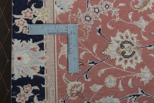 Close-up detail of 2000s Tabriz 50/60/70 Raj rug from Iran / Persia showing Cork weave