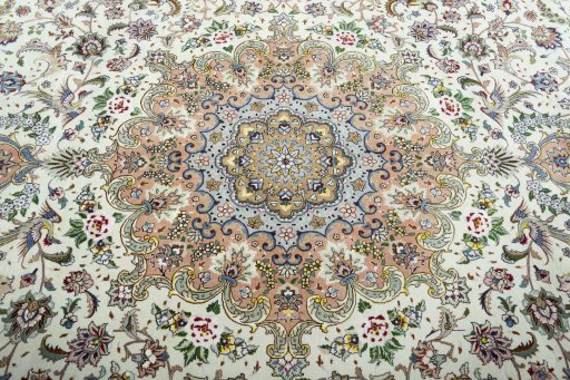 Central medallion detail of 2000s Tabriz 50/60/70 Raj rug from Iran / Persia