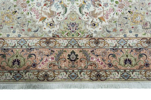 Full view of 2000s Tabriz 50/60/70 Raj rug from Iran / Persia, 360 × 246 cm in Beige tones