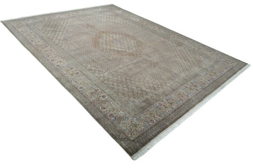 Close-up detail of 2000s Tabriz 50/60/70 Raj rug from Iran / Persia showing Cork weave
