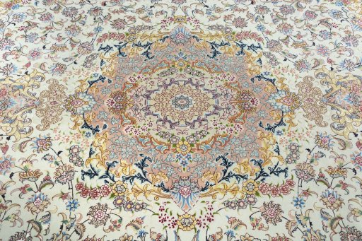 Central medallion detail of 2000s Tabriz 50/60/70 Raj rug from Iran / Persia
