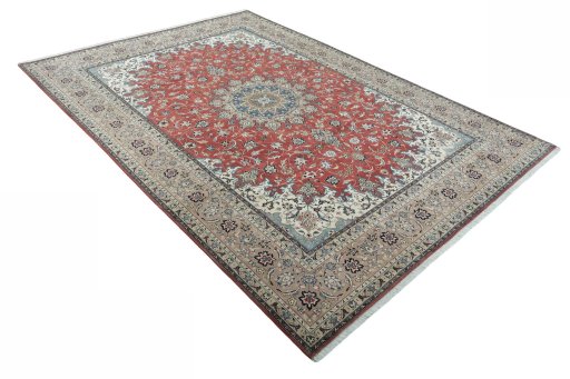 Close-up detail of 2000s Tabriz 50/60/70 Raj rug from Iran / Persia showing Cork weave