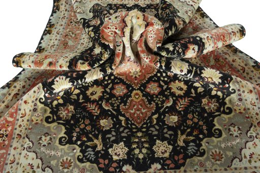Surface texture of 2000s Tabriz 50/60/70 Raj rug with natural Cork and intricate pattern