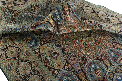 Surface texture of New Tabriz 50/60/70 Raj rug with natural Cork and intricate pattern
