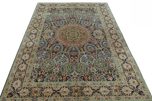 Surface texture of New Tabriz 50/60/70 Raj rug with natural Cork and intricate pattern