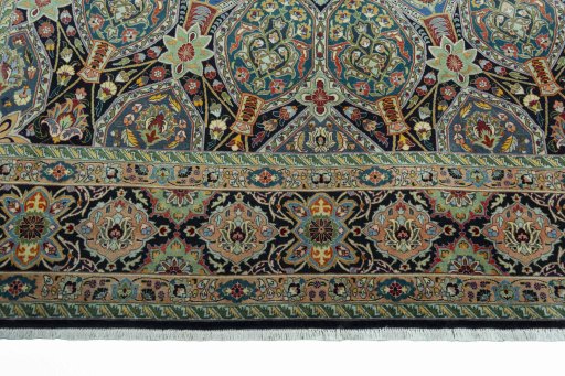 Full view of New Tabriz 50/60/70 Raj rug from Iran / Persia, 308 × 207 cm in Blue tones