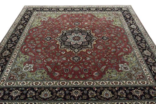 Surface texture of 2000s Tabriz 50/60/70 Raj rug with natural Cork and intricate pattern