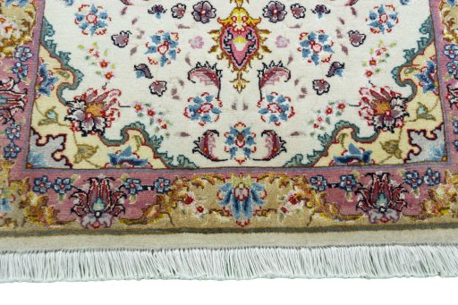 Close-up detail of 2000s Tabriz 50/60/70 Raj rug from Iran / Persia showing Cork weave