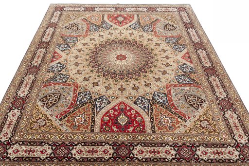 Surface texture of New Tabriz 50/60/70 Raj rug with natural Cork and intricate pattern