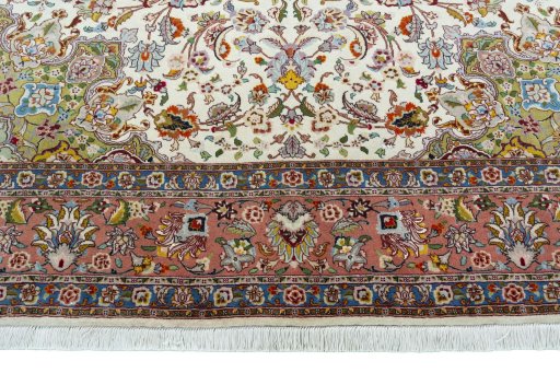 Full view of New Tabriz 50/60/70 Raj rug from Iran / Persia, 298 × 208 cm in Beige tones
