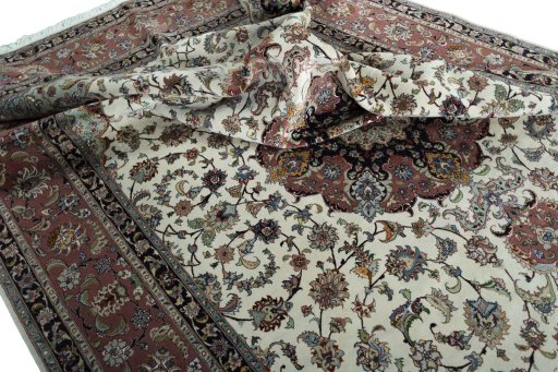 Surface texture of New Tabriz 50/60/70 Raj rug with natural Cork and intricate pattern