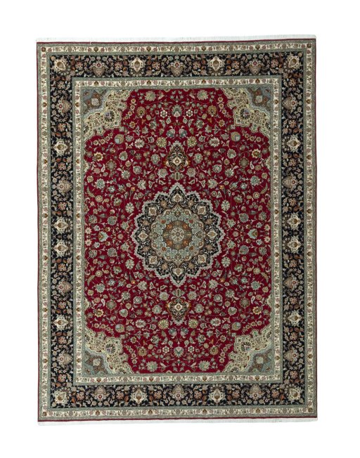 Full view of New Tabriz 50/60/70 Raj rug from Iran / Persia, 403 × 298 cm in Red tones