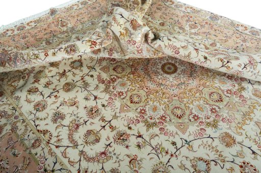 Surface texture of New Tabriz 50/60/70 Raj rug with natural Cork and intricate pattern