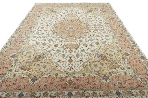 Surface texture of New Tabriz 50/60/70 Raj rug with natural Cork and intricate pattern