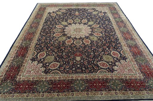 Surface texture of 1950s Tabriz 50/60/70 Raj rug with natural Cork and intricate pattern