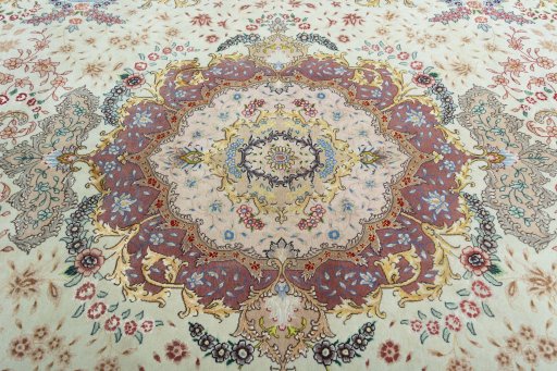 Central medallion detail of 2000s Tabriz 50/60/70 Raj rug from Iran / Persia