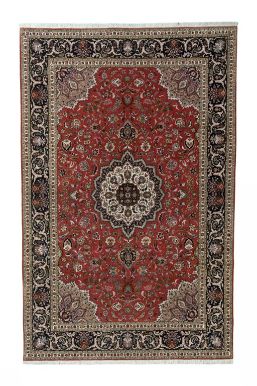 Full view of 2000s Tabriz 50/60/70 Raj rug from Iran / Persia, 317 × 205 cm in Red tones