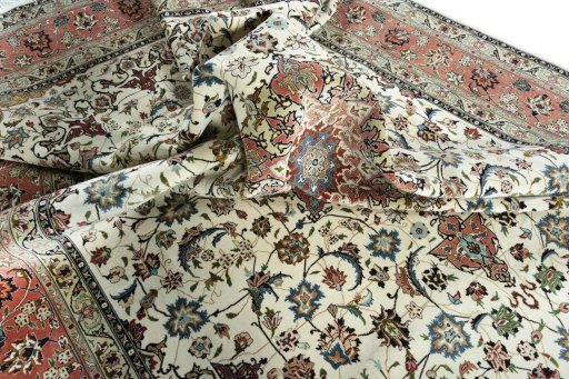 Surface texture of New Tabriz 50/60/70 Raj rug with natural Cork and intricate pattern