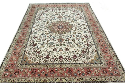 Surface texture of New Tabriz 50/60/70 Raj rug with natural Cork and intricate pattern