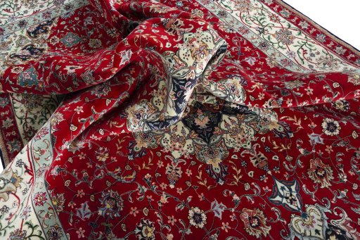 Surface texture of New Tabriz 50/60/70 Raj rug with natural Cork and intricate pattern