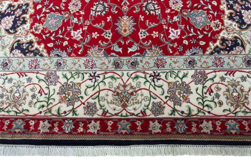 Full view of New Tabriz 50/60/70 Raj rug from Iran / Persia, 310 × 197 cm in Red tones
