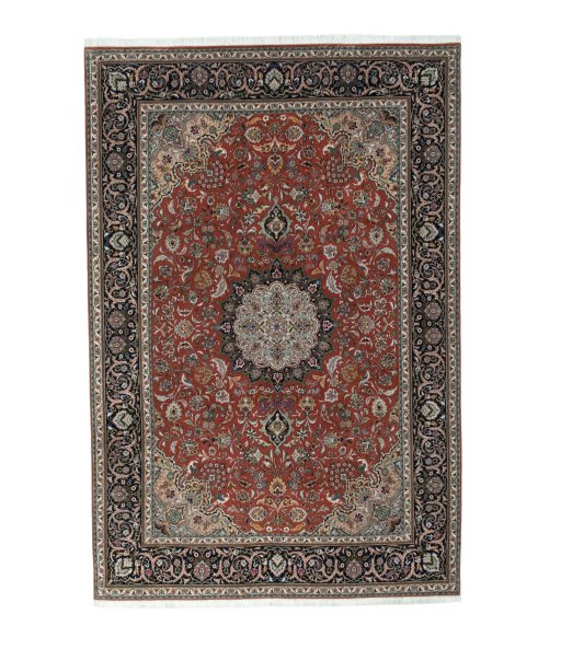 Full view of New Tabriz 50/60/70 Raj rug from Iran / Persia, 303 × 205 cm in Red tones