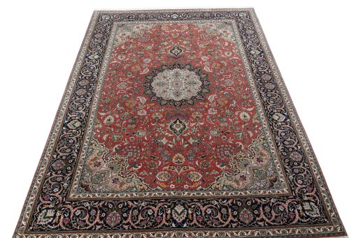Surface texture of New Tabriz 50/60/70 Raj rug with natural Cork and intricate pattern