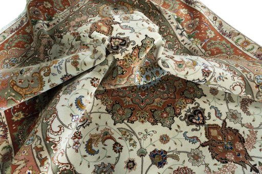 Surface texture of New Tabriz 50/60/70 Raj rug with natural Cork and intricate pattern