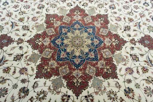 Central medallion detail of 2000s Tabriz 50/60/70 Raj rug from Iran / Persia