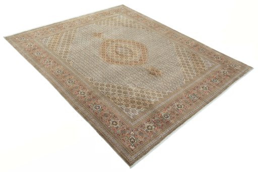 Close-up detail of 2000s Tabriz 50/60/70 Raj rug from Iran / Persia showing Cork weave
