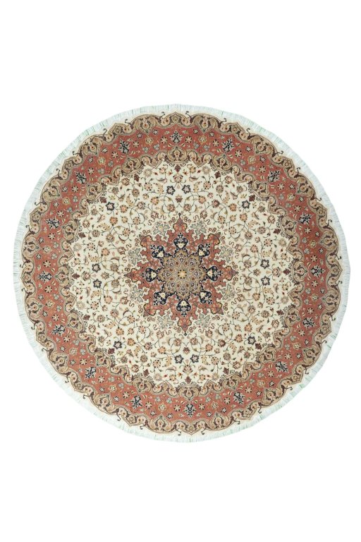 Full view of 2000s Tabriz 50/60/70 Raj rug from Iran / Persia, 298 × 294 cm in Beige tones