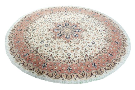 Close-up detail of 2000s Tabriz 50/60/70 Raj rug from Iran / Persia showing Cork weave