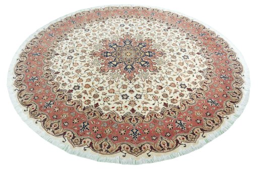 Surface texture of 2000s Tabriz 50/60/70 Raj rug with natural Cork and intricate pattern